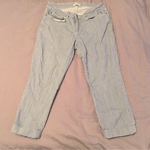 Eileen Fisher blue & white striped capris